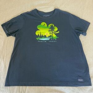 Life Is Good Tee - Dark Blue with Green Graphic